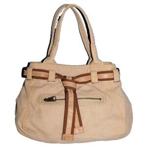 Vintage GAP JEANS 1969 beige & brown denim fabric tote, handbag, purse